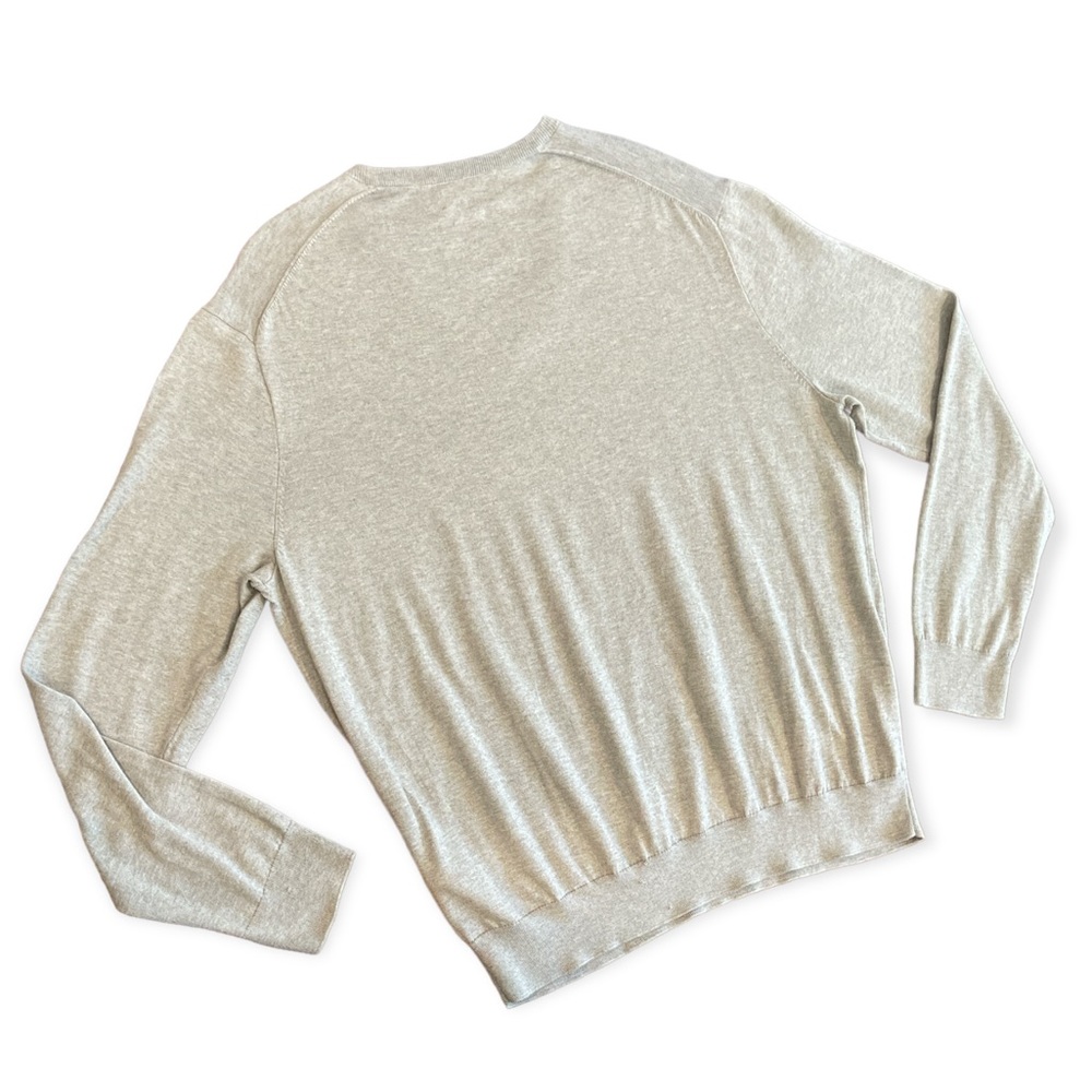 RALPH LAUREN POLO MENS PIMA COTTON V NECK LONG SLEEVE HEATHER GREY SWEATER - Picture 5 of 8